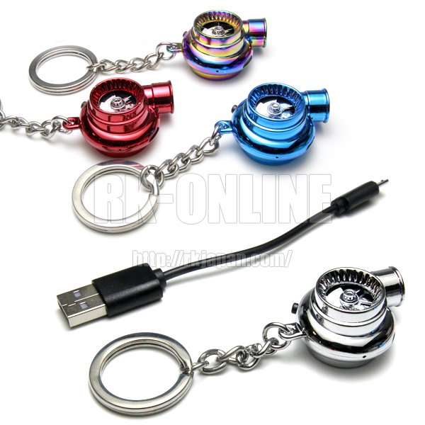 BOOSTNATICS タービンアクション+サウンドLEDキーホルダー:全5色:USB充電タイプ