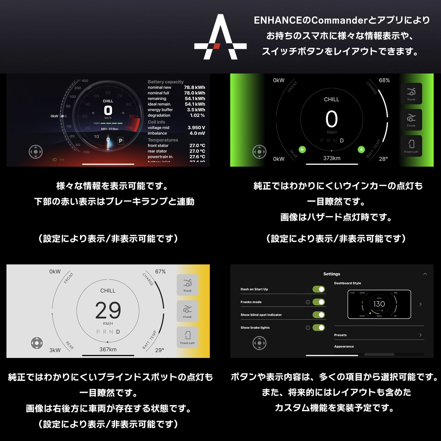 ENHANCE:テスラ用:S3XY Knob + Commander:MODEL3・MODEL Y(ハイランド/ジュニパー含む)