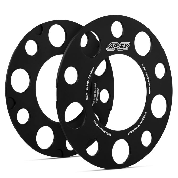 APEX:ポルシェ用ホイールスペーサー:5x130mm:3mm/5mm:シルバー/ブラック