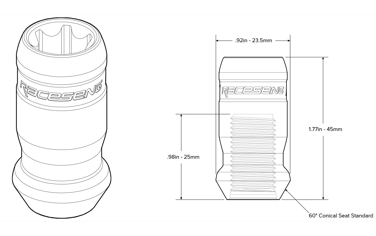 RACESENG チタンラグナット:TNR-1 LUG NUT - SPITFIRE:チタンカラー:M12x1.25mm:M12x1.5mm:M14x1.5:リジッド :20本セット