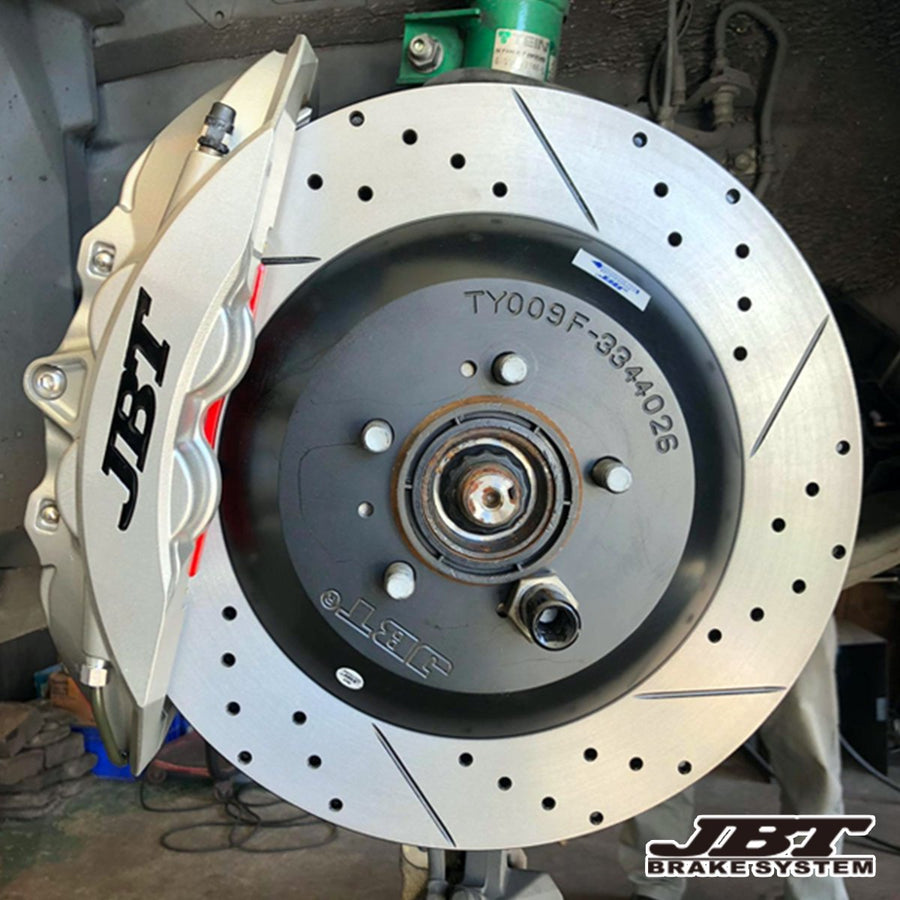 ■JBTブレーキキャリパー4POT（SP4P）+1ピース330mmコンビローター＋ブラケット＋パッド＋ブレーキホース：フロントフルセット：全10色：トヨタ：アリスト：JZS161