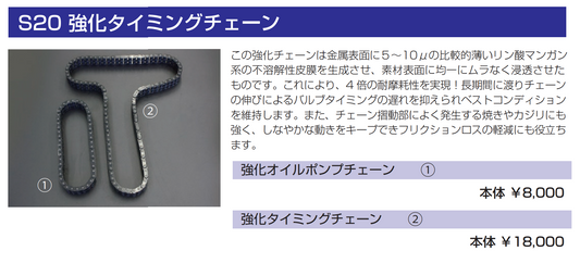 亀有エンジンワークス：S20エンジンパーツ：強化タイミングチェーン・強化オイルポンプチェーン