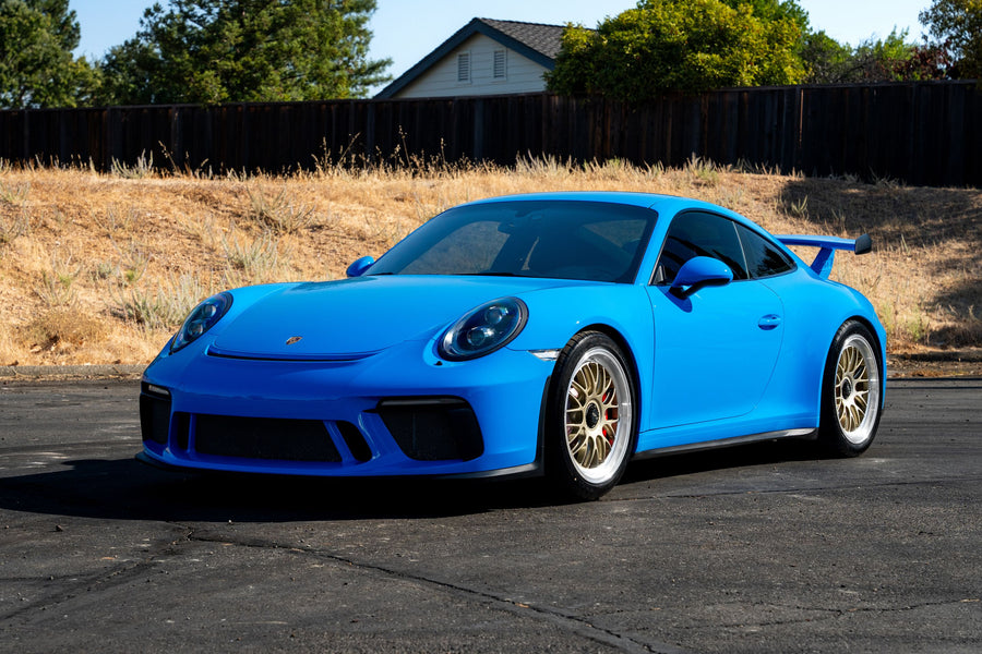 PORSCHE 911 991.2 GT3 に APEX ML-10RT 19x9.5J ET48 / 19x12J ET46 Machined Lip Gloss Motorsport Gold を装着