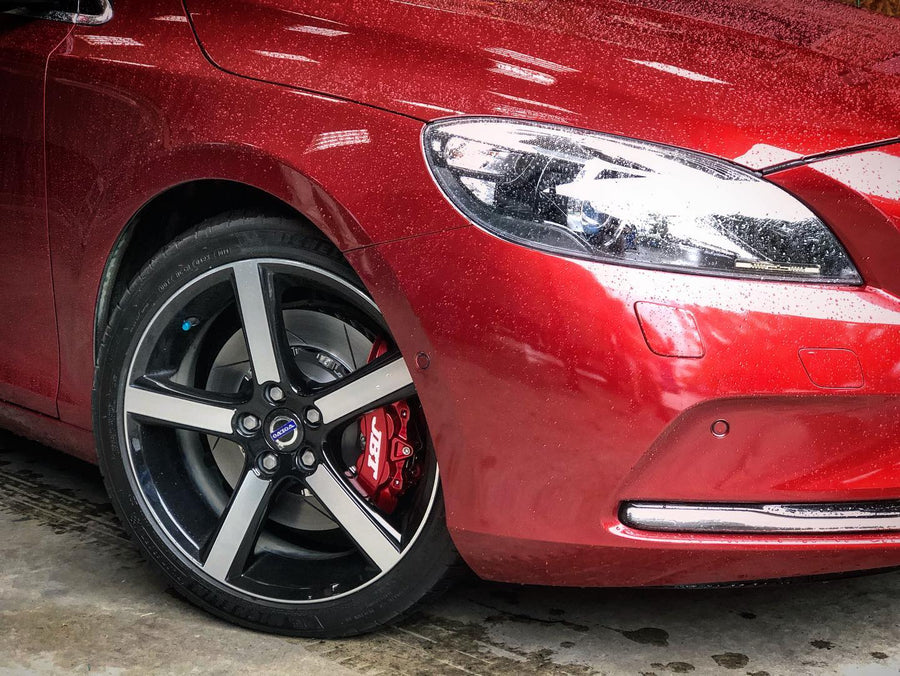 JBTブレーキキャリパーキット：VOLVO V40：4POT（SP4P）+2ピース330mmスリットローター＋ブラケット＋パッド＋ブレーキホース：フロントフルセット：全9色