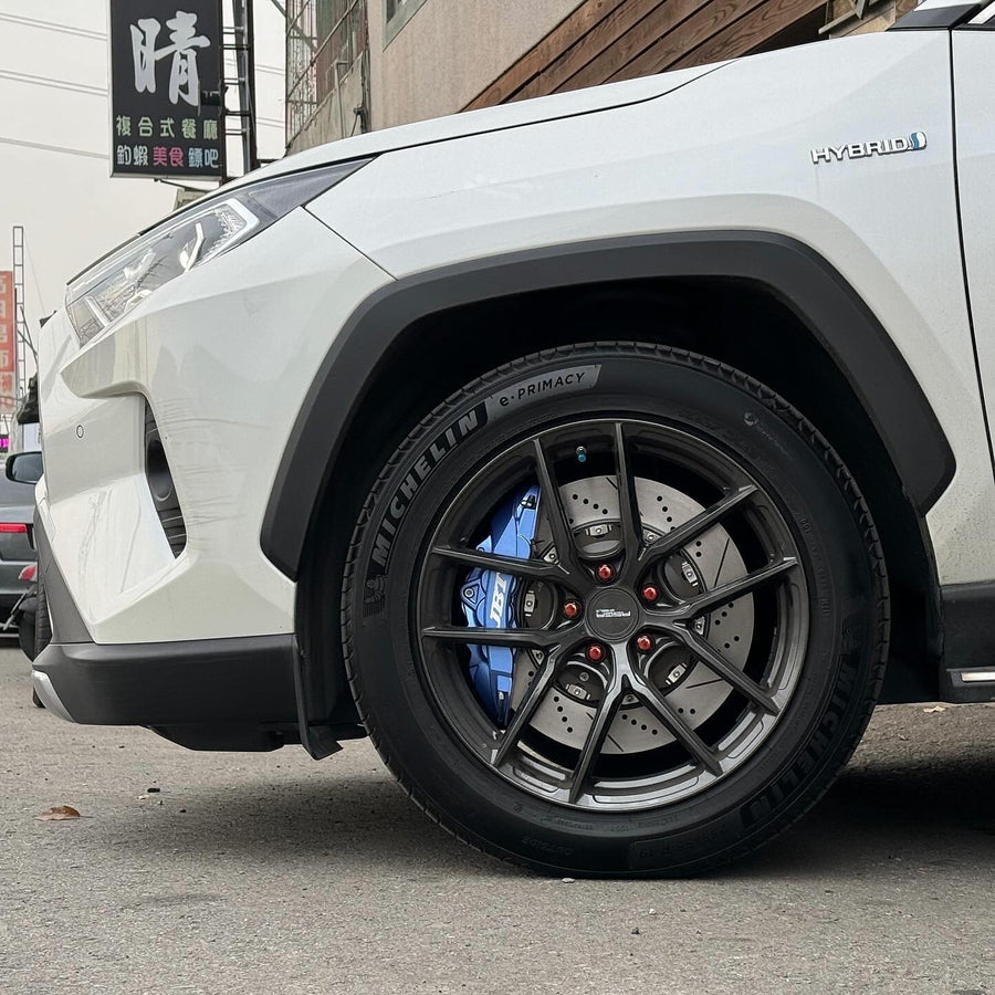 JBTブレーキキャリパーキット：TOYOTA RAV4 V：8POT（Z8）+2ピース380mmスリットローター＋ブラケット＋パッド＋ブレーキホース：フロントフルセット：全9色