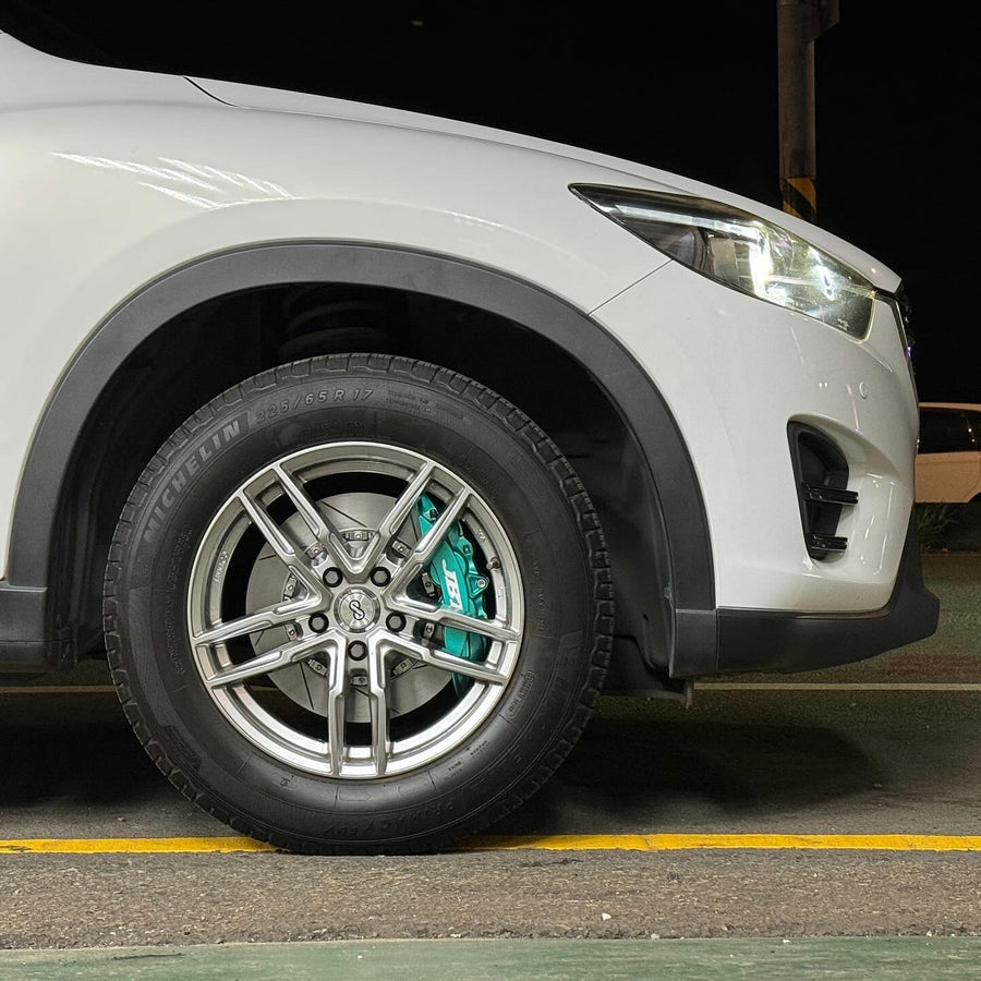 JBTブレーキキャリパーキット：MAZDA CX-5：4POT（SP4P）+2ピース330mmスリットローター＋ブラケット＋パッド＋ブレーキホース：フロントフルセット：全9色
