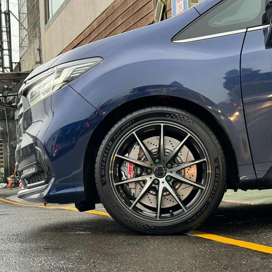 JBTブレーキキャリパーキット：HONDA Odyssey：8POT（Z8）+2ピース380mmスリットローター＋ブラケット＋パッド＋ブレーキホース：フロントフルセット：全9色