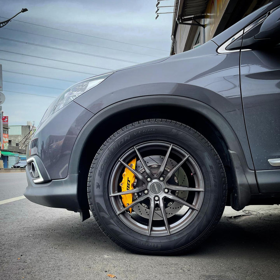 JBTブレーキキャリパーキット：HONDA CR-V：4POT（SP4P）+2ピース355mmスリットローター＋ブラケット＋パッド＋ブレーキホース：フロントフルセット：全9色