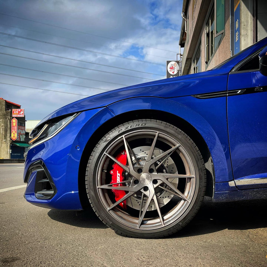 JBTブレーキキャリパーキット：VW Arteon：6POT（RS6P）+2ピース380mmスリットローター＋ブラケット＋パッド＋ブレーキホース：フロントフルセット：全9色