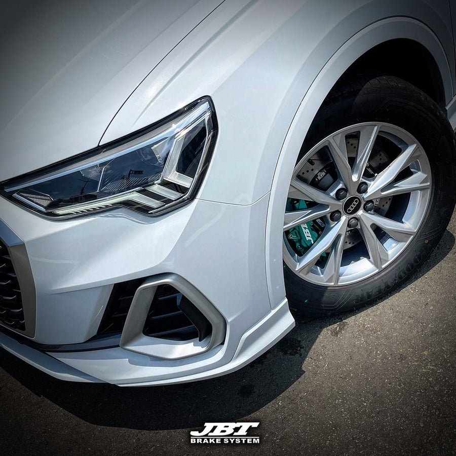 JBTブレーキキャリパーキット：AUDI Q3：4POT（SP4P）+2ピース355mmスリットローター＋ブラケット＋パッド＋ブレーキホース：フロントフルセット：全9色