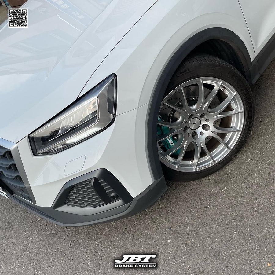 JBTブレーキキャリパーキット：AUDI Q2：4POT（SP4P）+2ピース355mmスリットローター＋ブラケット＋パッド＋ブレーキホース：フロントフルセット：全9色