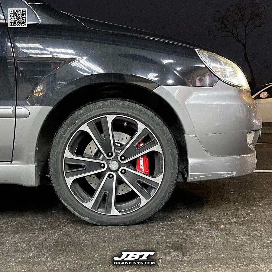 JBTブレーキキャリパーキット：MITSUBISHI Savrin：4POT（JB4P）+2ピース302/330mmスリットローター＋ブラケット＋パッド＋ブレーキホース：フロントフルセット：全9色