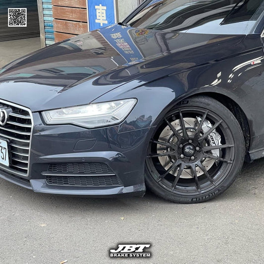 JBTブレーキキャリパーキット：AUDI A6：8POT（Z8）+2ピース380mmスリットローター＋ブラケット＋パッド＋ブレーキホース：フロントフルセット：全9色