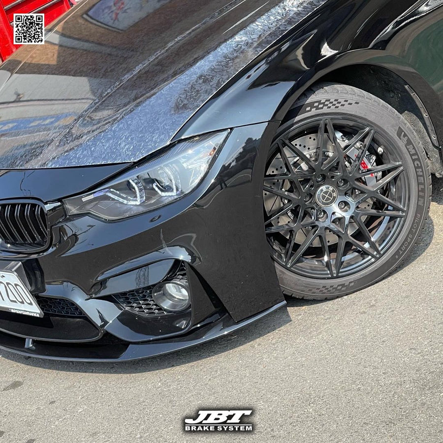 JBTブレーキキャリパーキット：BMW F30：4POT（SP4P）+2ピース355mmスリットローター＋ブラケット＋パッド＋ブレーキホース：フロントフルセット：全9色