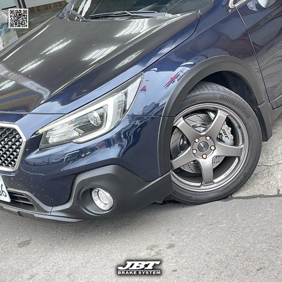 JBTブレーキキャリパーキット：SUBARU Outback：4POT（SP4P）+2ピース355mmスリットローター＋ブラケット＋パッド＋ブレーキホース：フロントフルセット：全9色