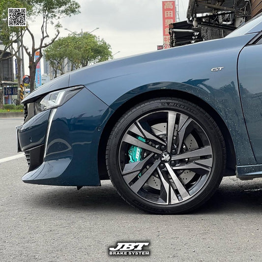 JBTブレーキキャリパーキット：PEUGEOT 508 GT：8POT（Z8）+2ピース380mmスリットローター＋ブラケット＋パッド＋ブレーキホース：フロントフルセット：全9色