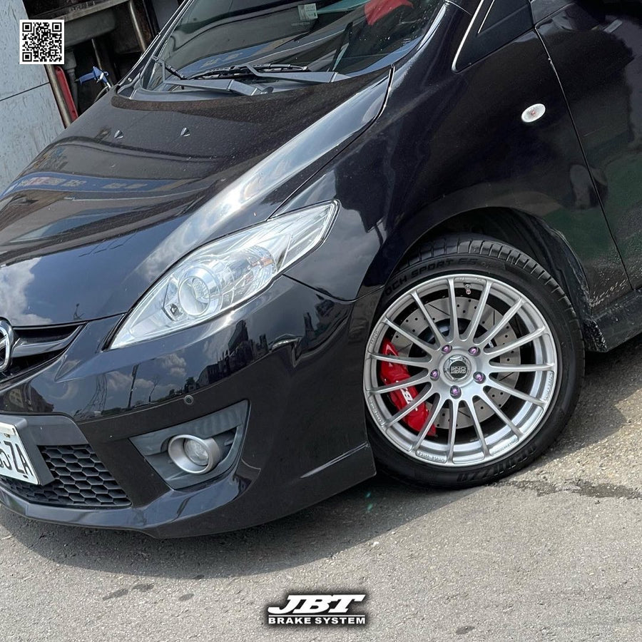JBTブレーキキャリパーキット：MAZDA 5：4POT（JB4P）+2ピース302/330mmスリットローター＋ブラケット＋パッド＋ブレーキホース：フロントフルセット：全9色