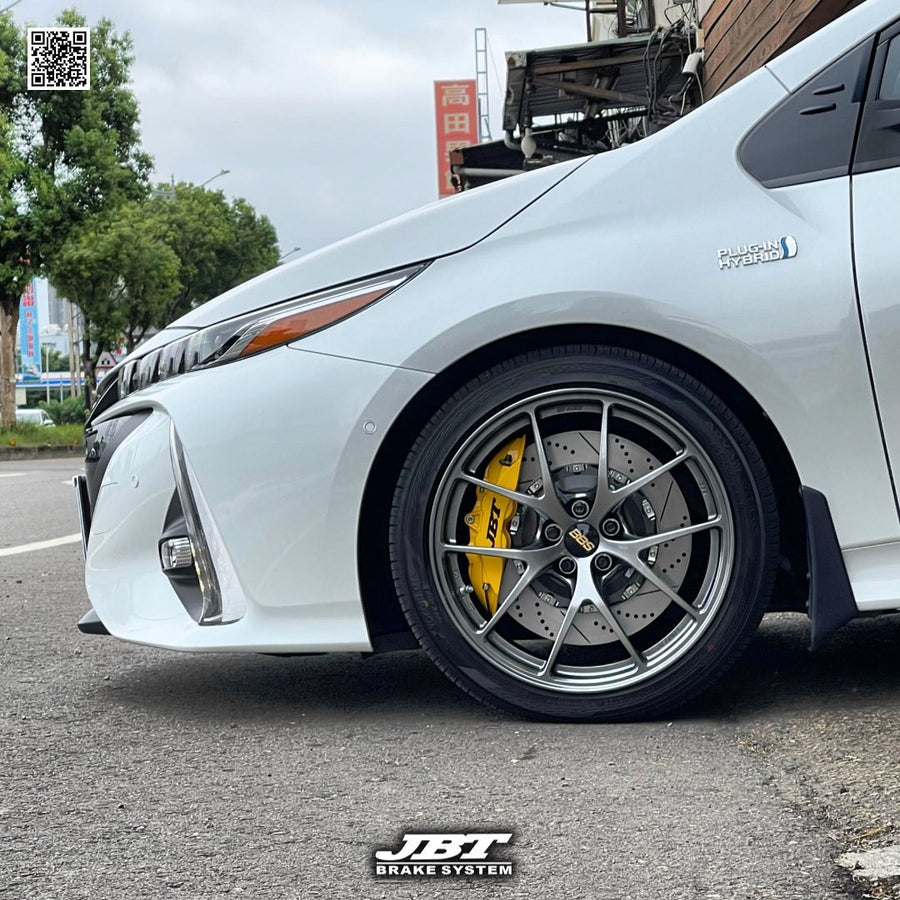 JBTブレーキキャリパーキット：TOYOTA Prius PHEV：4POT（SP4P）+2ピース355mmスリットローター＋ブラケット＋パッド＋ブレーキホース：フロントフルセット：全9色