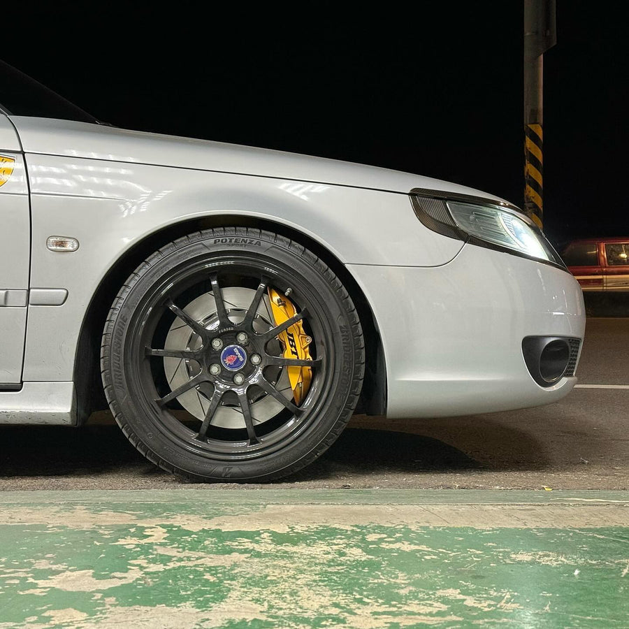 JBTブレーキキャリパーキット：SAAB 95：4POT（SP4P）+2ピース355mmスリットローター＋ブラケット＋パッド＋ブレーキホース：フロントフルセット：全9色