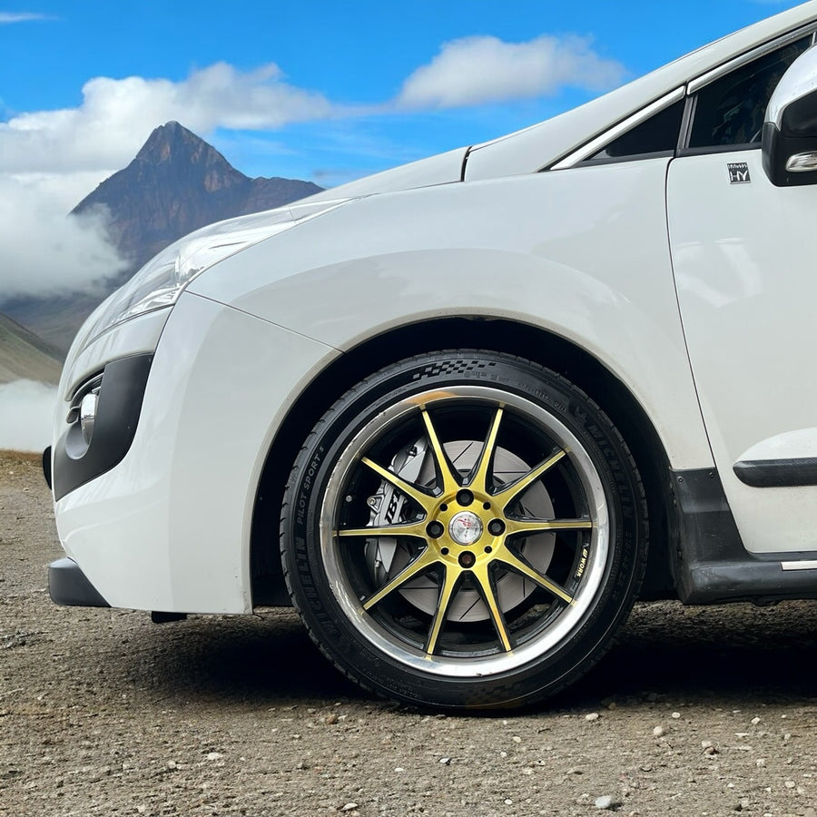 JBTブレーキキャリパーキット：PEUGEOT 3008：4POT（SP4P）+2ピース330mmスリットローター＋ブラケット＋パッド＋ブレーキホース：フロントフルセット：全9色