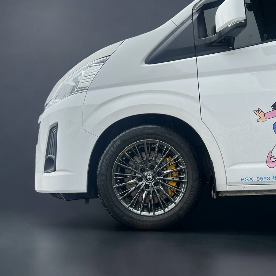 JBTブレーキキャリパーキット：TOYOTA Hiace：6POT（JB6P）+2ピース355mmスリットローター＋ブラケット＋パッド＋ブレーキホース：フロントフルセット：全9色