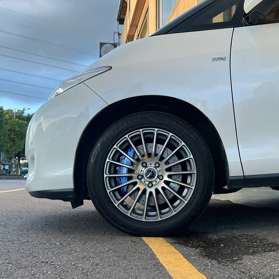 JBTブレーキキャリパーキット：TOYOTA Previa：4POT（SP4P）+2ピース330mmスリットローター＋ブラケット＋パッド＋ブレーキホース：フロントフルセット：全9色