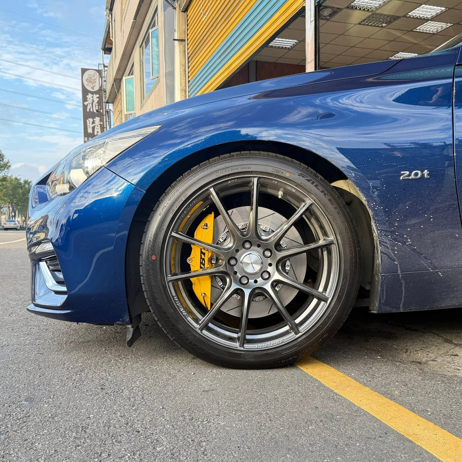 JBTブレーキキャリパーキット：INFINITI Q50：4POT（SP4P）+2ピース355mmスリットローター＋ブラケット＋パッド＋ブレーキホース：フロントフルセット：全9色