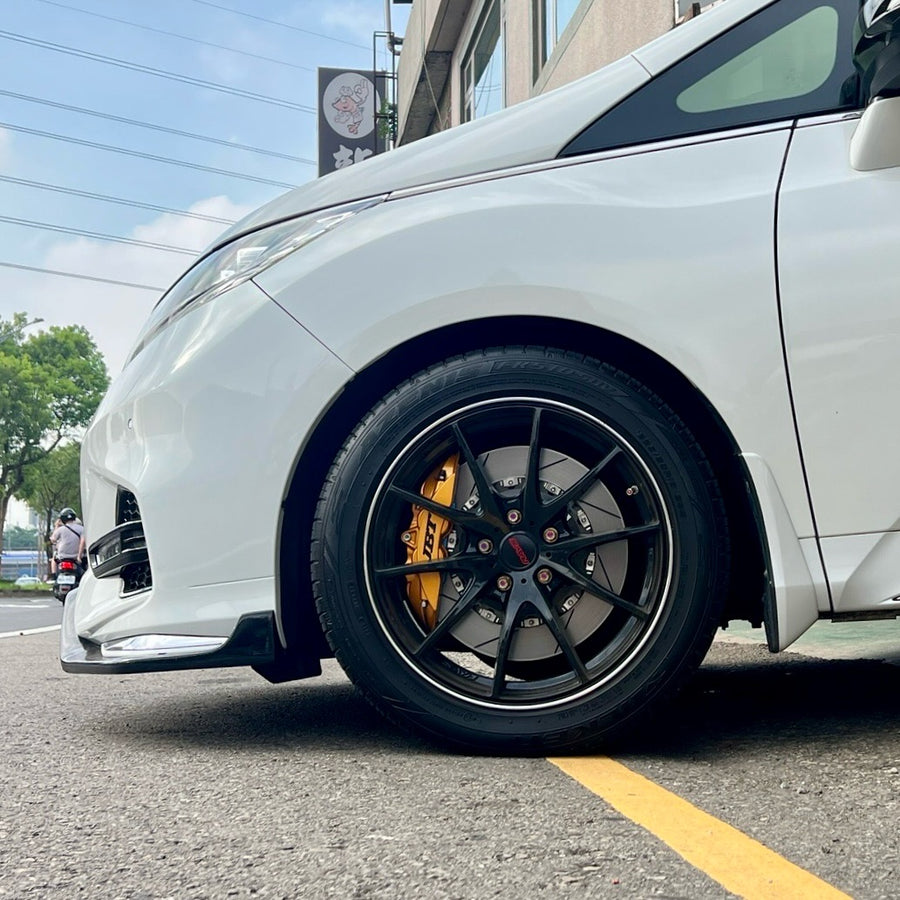 JBTブレーキキャリパーキット：HONDA Odyssey：4POT（SP4P）+2ピース355mmスリットローター＋ブラケット＋パッド＋ブレーキホース：フロントフルセット：全9色