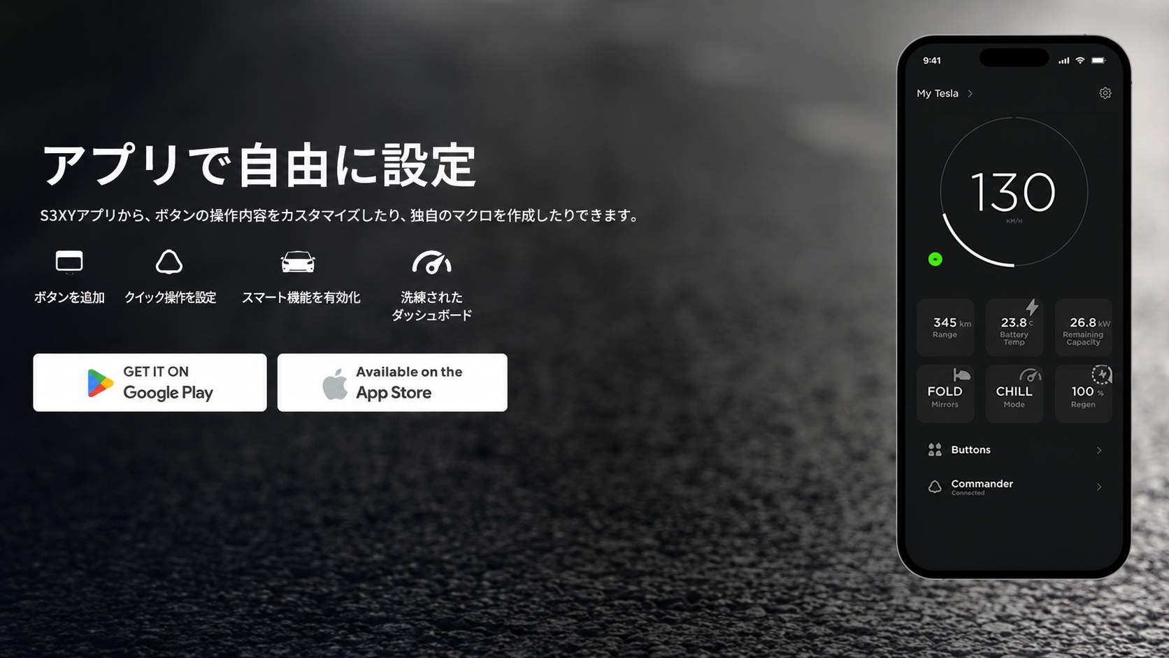 ENHANCE：テスラ用：Four S3XY Buttons + Commander MODEL 3 / MODEL Y