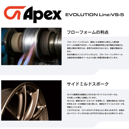 APEX VS-5 17inchx8J+30x114.3mm 5x114.3mm TOYOTA GRカローラ
