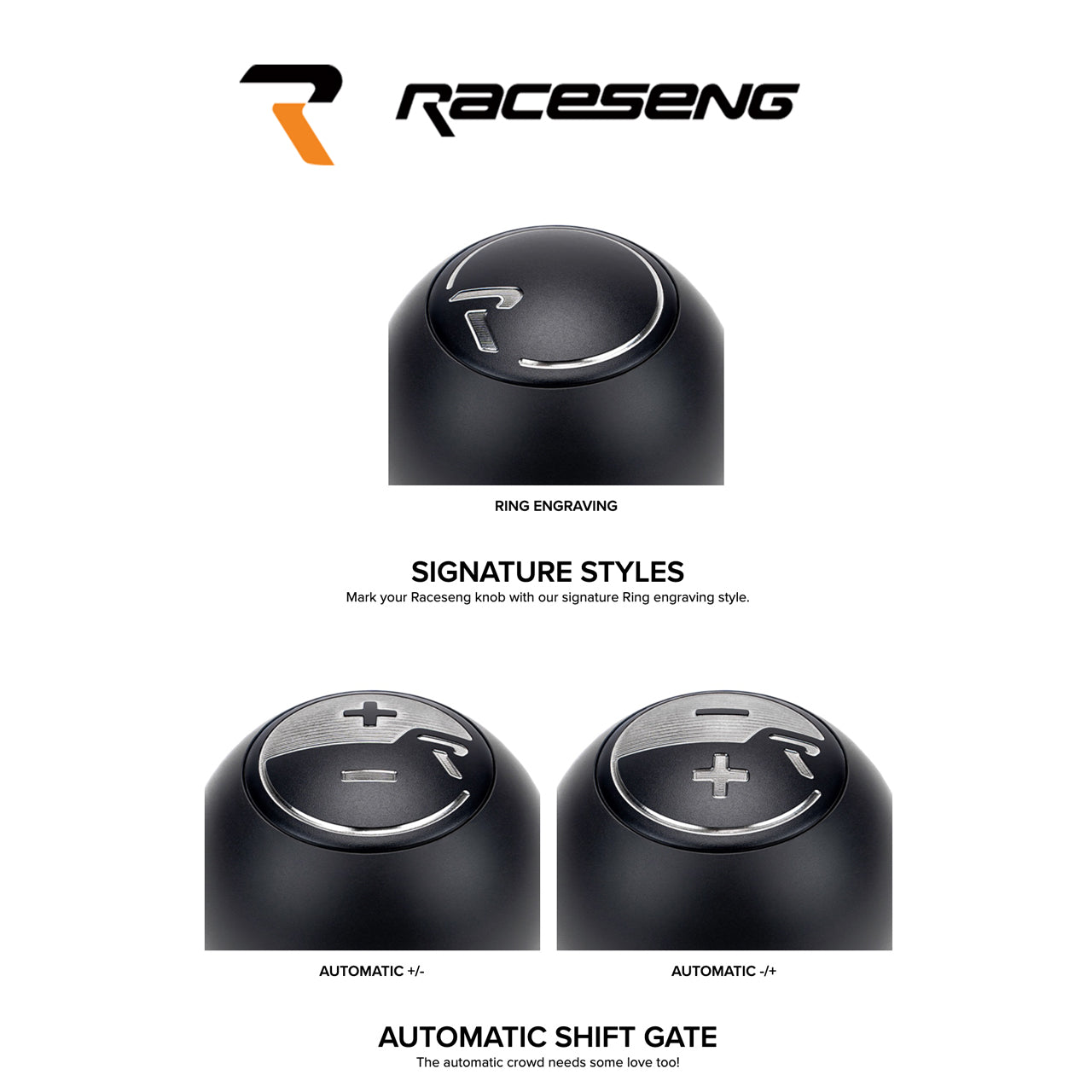 RACESENG レースセングシフトノブ TRACTION トラクション-スムースカバーモデルセット（ステンレスベース・デルリンカバー）★