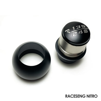 RACESENG レースセングシフトノブ ナイトロ-スムースカバーモデルセット（ステンレスベース・デルリンカバー）：GATE-1：レッドトランスルーセント