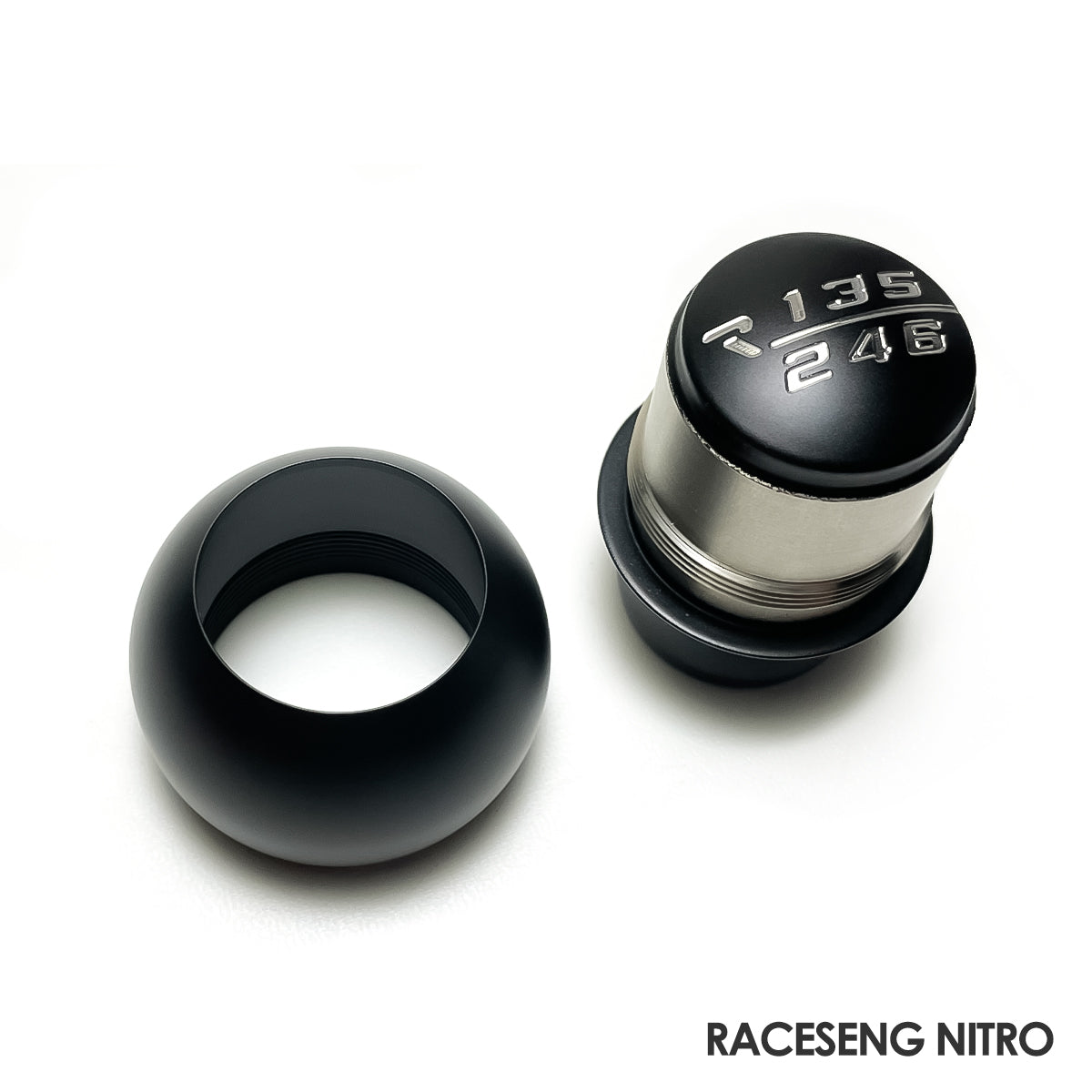 RACESENG レースセングシフトノブ  ナイトロ-スムースカバーモデルセット（ステンレスベース・デルリンカバー）：AT（+/-）：レッドトランスルーセント