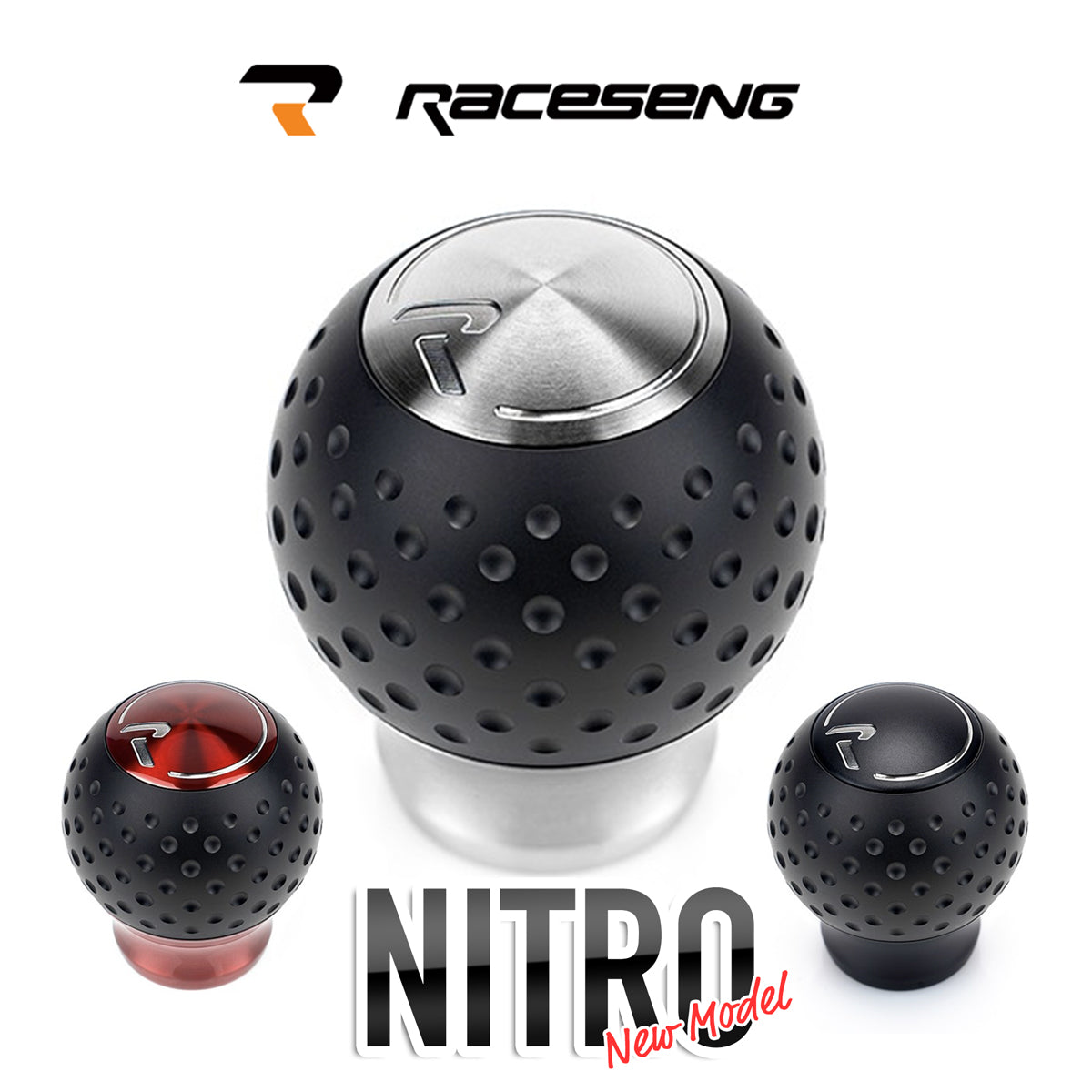 RACESENG レースセングシフトノブ ナイトロ-テクスチャカバーモデルセット（ステンレスベース・デルリンカバー）★